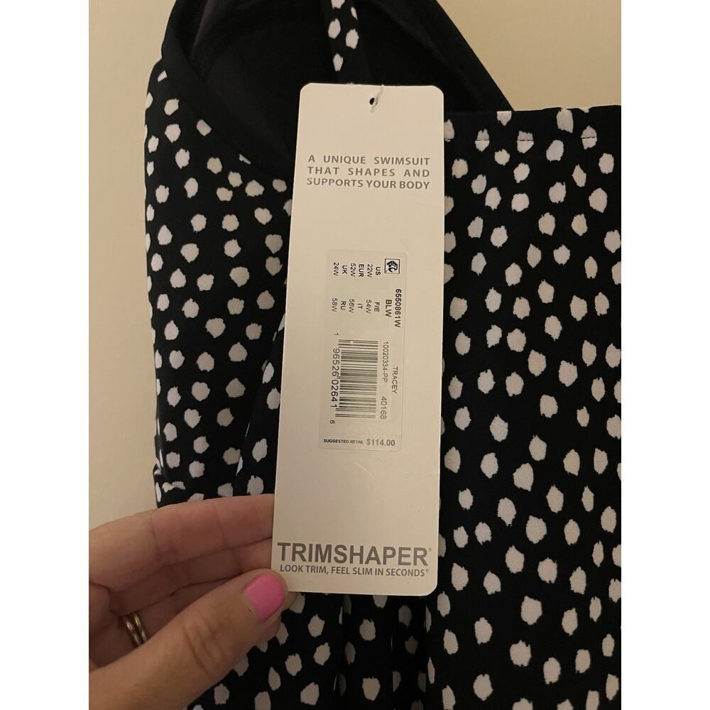 Trimshaper Tracey Black White Dots Funfetti Slimming Swim Dress NWT 22W - Picture 9 of 9